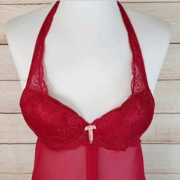 Marilyn Monroe S Red Sexy Halter Chemise Nightie - Picture 2 of 8